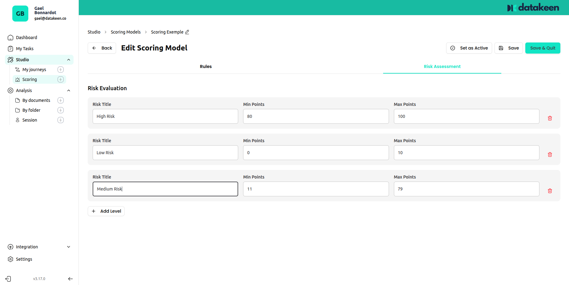 Scoring model risk tiers