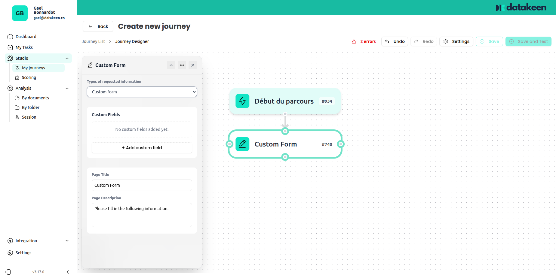 Custom form — empty state