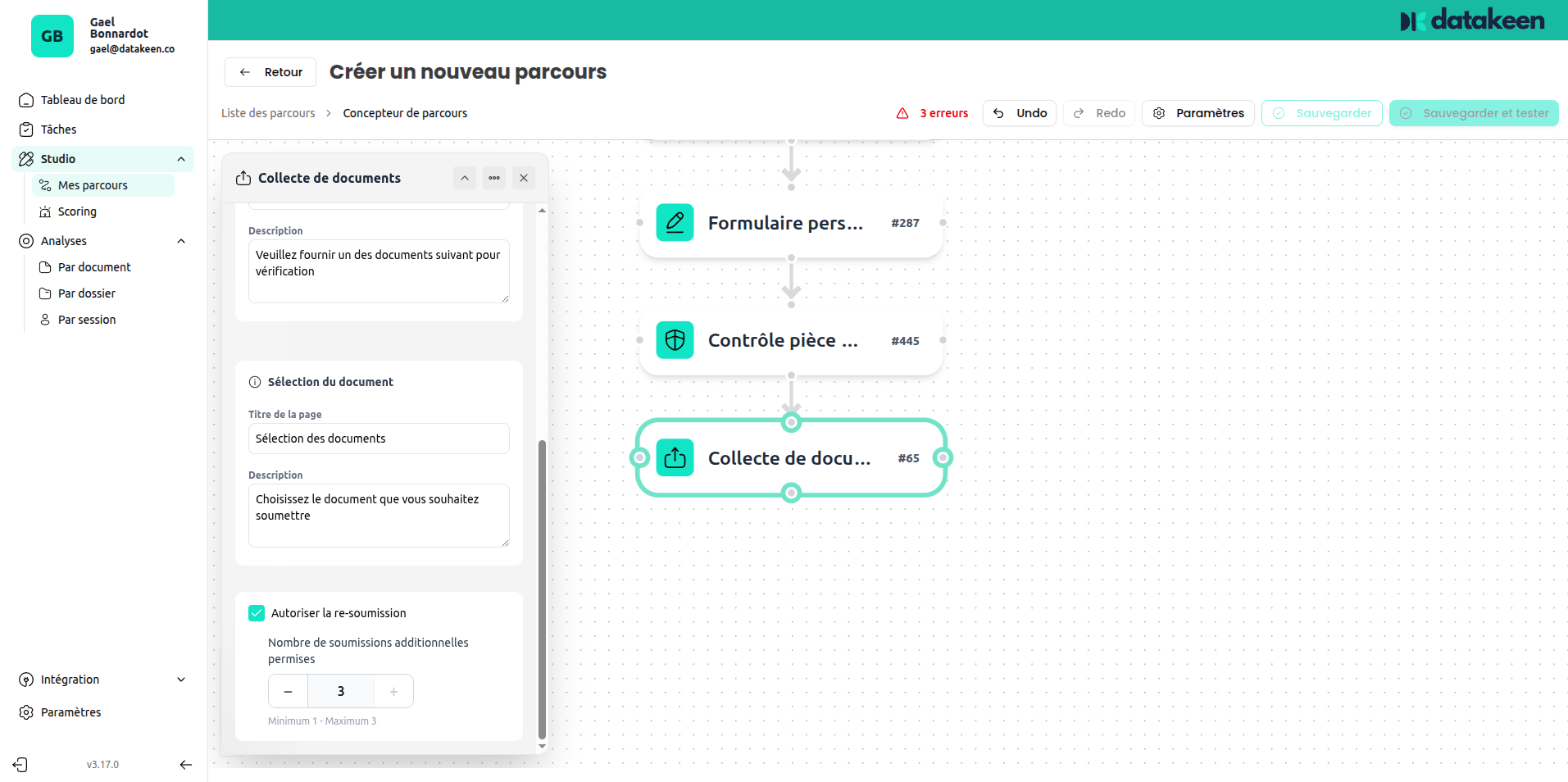 Document collection — resubmission settings