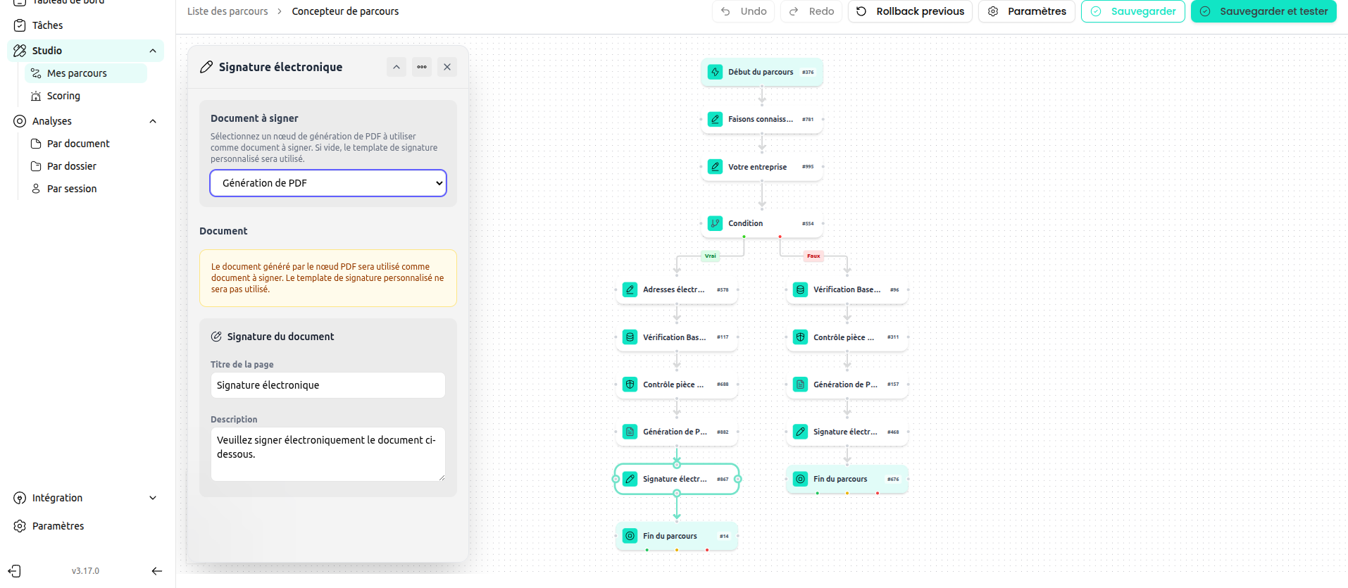 Electronic signature linked to PDF generation