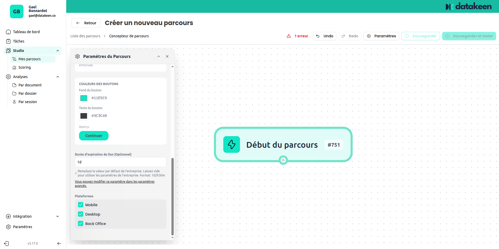 Journey platform settings